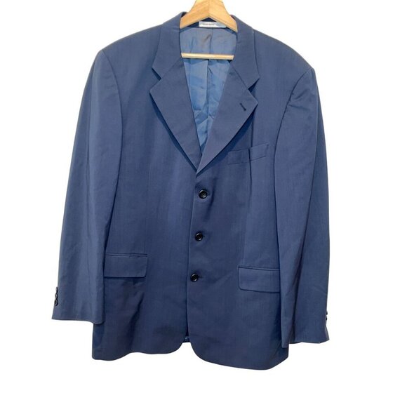 Hugo Boss Mens Wool Navy Blue Blazer Jacket 3-Button Front Sz 42R - Picture 1 of 8